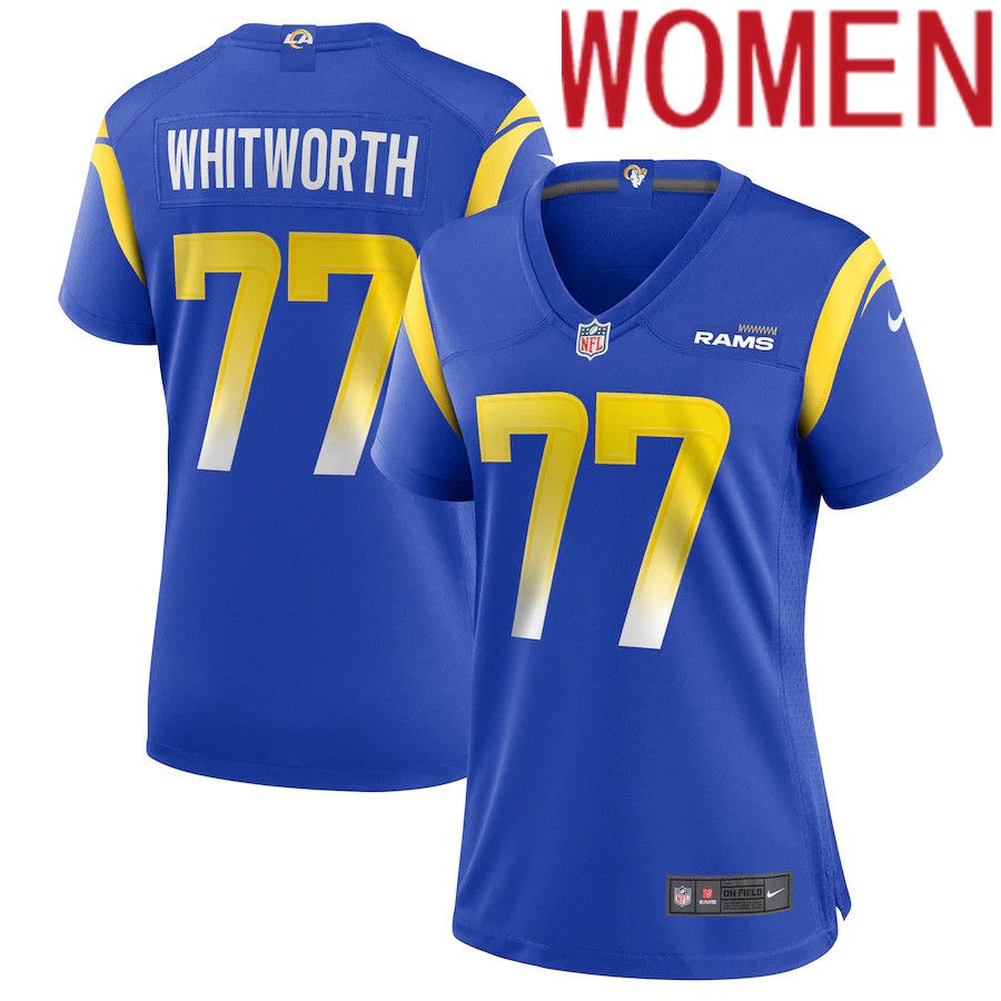 Cheap Women Los Angeles Rams 77 Andrew Whitworth Nike Royal Game NFL Jersey